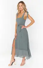 Claire Midi Dress ~ Deep Sage Chiffon(XXS)