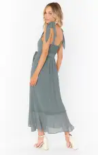 Claire Midi Dress ~ Deep Sage Chiffon(XXS)