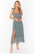 Claire Midi Dress ~ Deep Sage Chiffon(XXS)