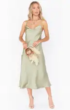Verona Cowl Dress ~ Moss Green Luxe Satin(XXS)