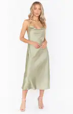 Verona Cowl Dress ~ Moss Green Luxe Satin(XXS)