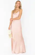 Tuscany Maxi Slip Dress ~ Rose Gold Luxe Satin(XXS)