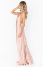 Jasmine Halter Maxi Dress ~ Rose Gold Luxe Satin(XXS)