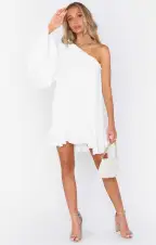 Wonder Mini Dress ~ White Silky Crepe(XXS)