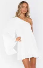 Wonder Mini Dress ~ White Silky Crepe(XXS)