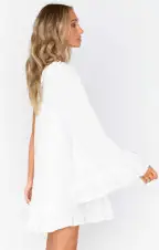 Wonder Mini Dress ~ White Silky Crepe(XXS)