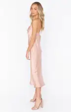 Verona Cowl Dress ~ Rose Gold Luxe Satin(XXS)