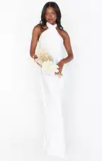 Jasmine Halter Maxi Dress ~ Ivory Luxe Satin(XXS)