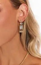 LUV AJ Baguette Shaker Statement Studs ~ Gold Plated(OS)