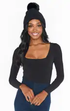 Josie Chenille Beanie Hat ~ Black(OS)
