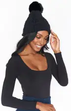 Josie Chenille Beanie Hat ~ Black(OS)