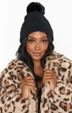 Josie Chenille Beanie Hat ~ Black(OS)