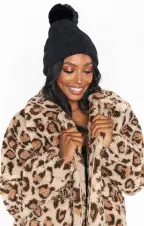 Josie Chenille Beanie Hat ~ Black(OS)