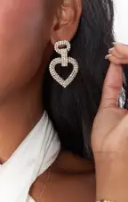 Heartbeat Rhinestone Earrings ~ Gold