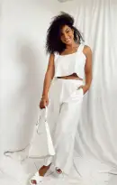 Tara Crop Top ~ White Linen(XS)