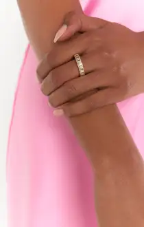 Luv AJ Bezel Emerald Ballier Ring ~ 14K Gold Plated(5)