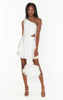 Betsy Bow Mini Dress ~ Ivory Luxe Satin(XXS)