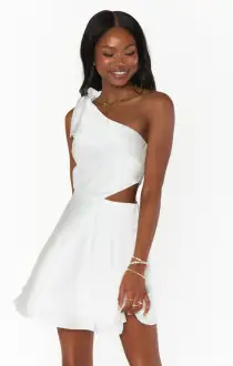 Betsy Bow Mini Dress ~ Ivory Luxe Satin(XXS)