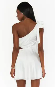 Betsy Bow Mini Dress ~ Ivory Luxe Satin(XXS)