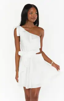 Betsy Bow Mini Dress ~ Ivory Luxe Satin(XXS)