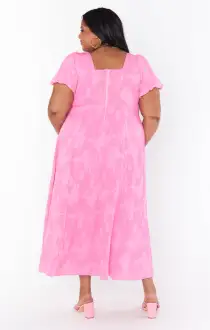 Mia Midi Dress ~ Pink Clip Floral(XS)