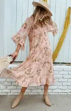 Viola Maxi Dress ~ Hydrangea Blooms(XS)