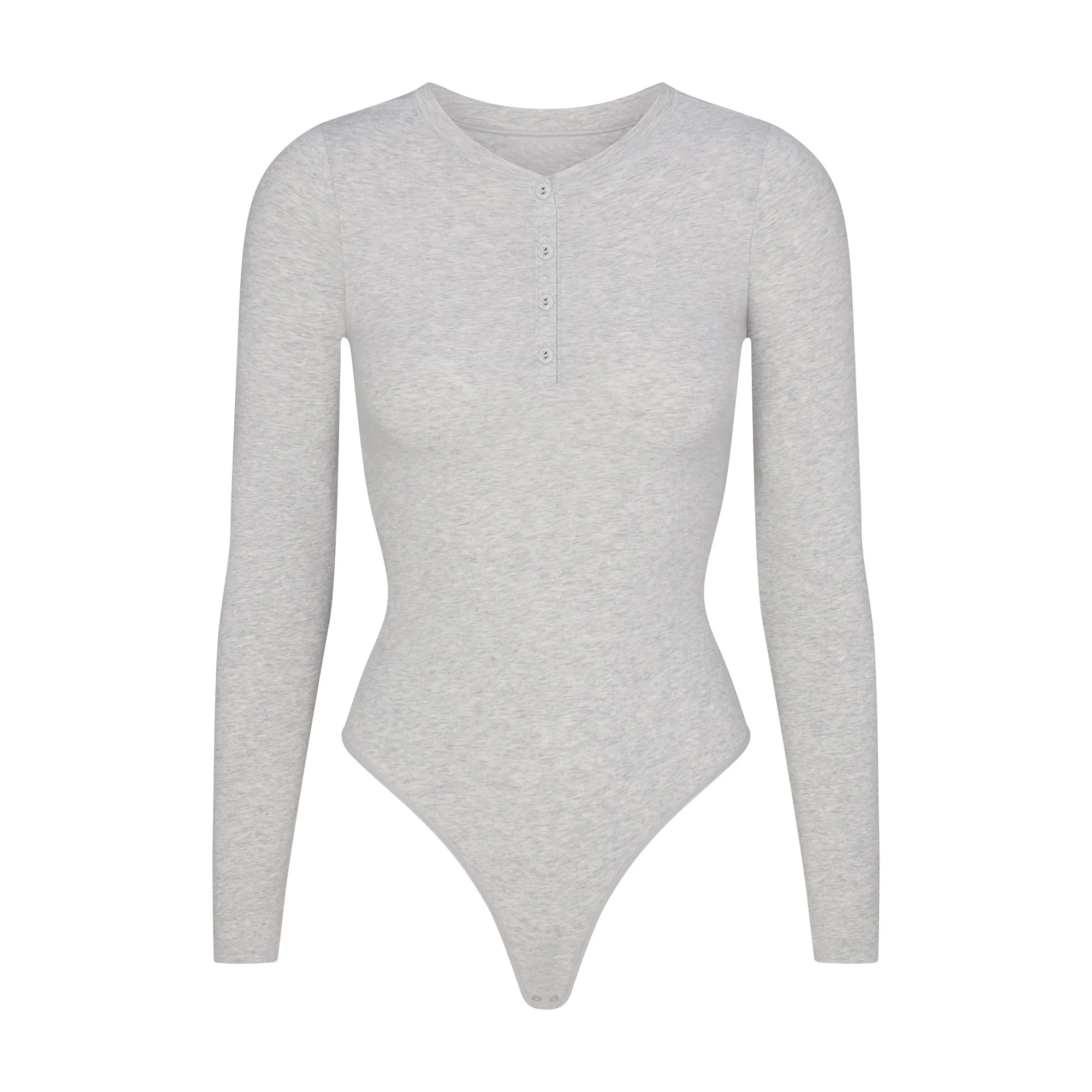 COTTON JERSEY LONG SLEEVE HENLEY BODYSUIT