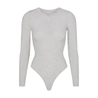 COTTON JERSEY LONG SLEEVE HENLEY BODYSUIT