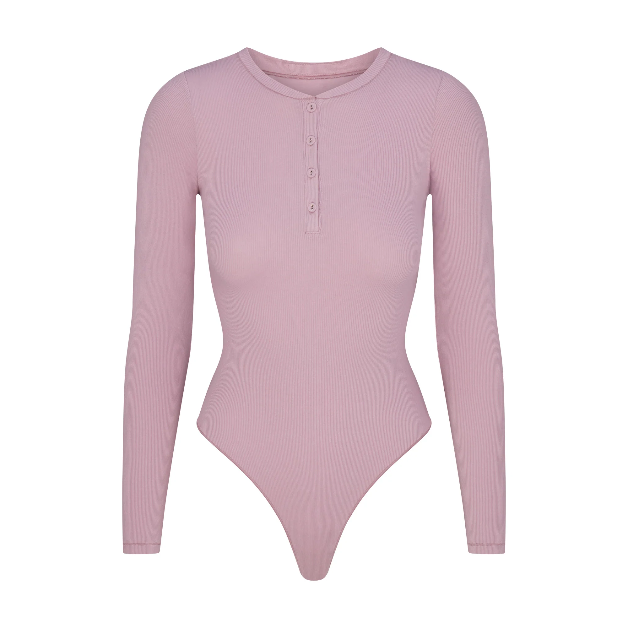 COTTON RIB LONG SLEEVE HENLEY BODYSUIT