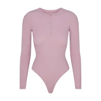 COTTON RIB LONG SLEEVE HENLEY BODYSUIT