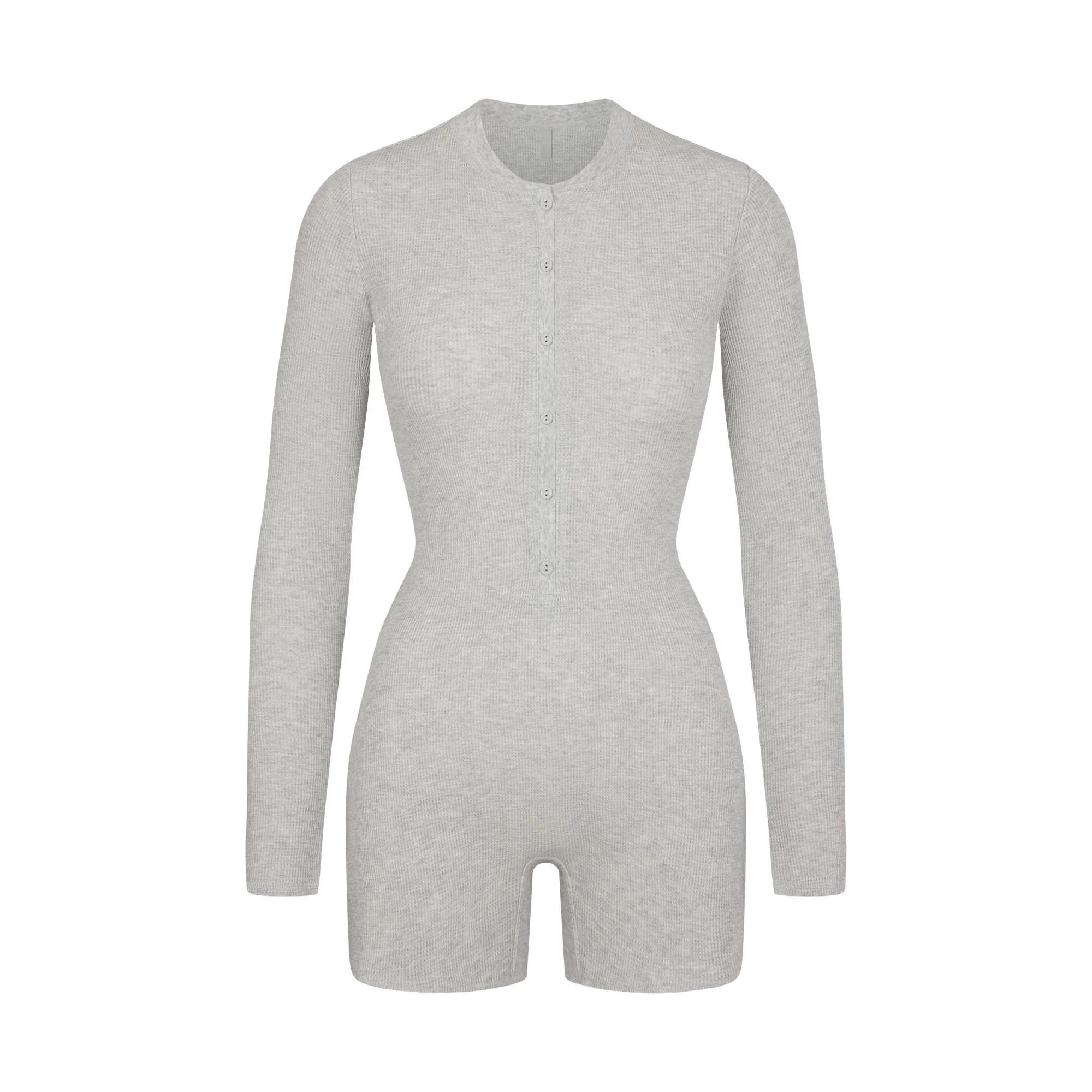 WAFFLE BUTTON UP HENLEY ONESIE