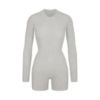 WAFFLE BUTTON UP HENLEY ONESIE