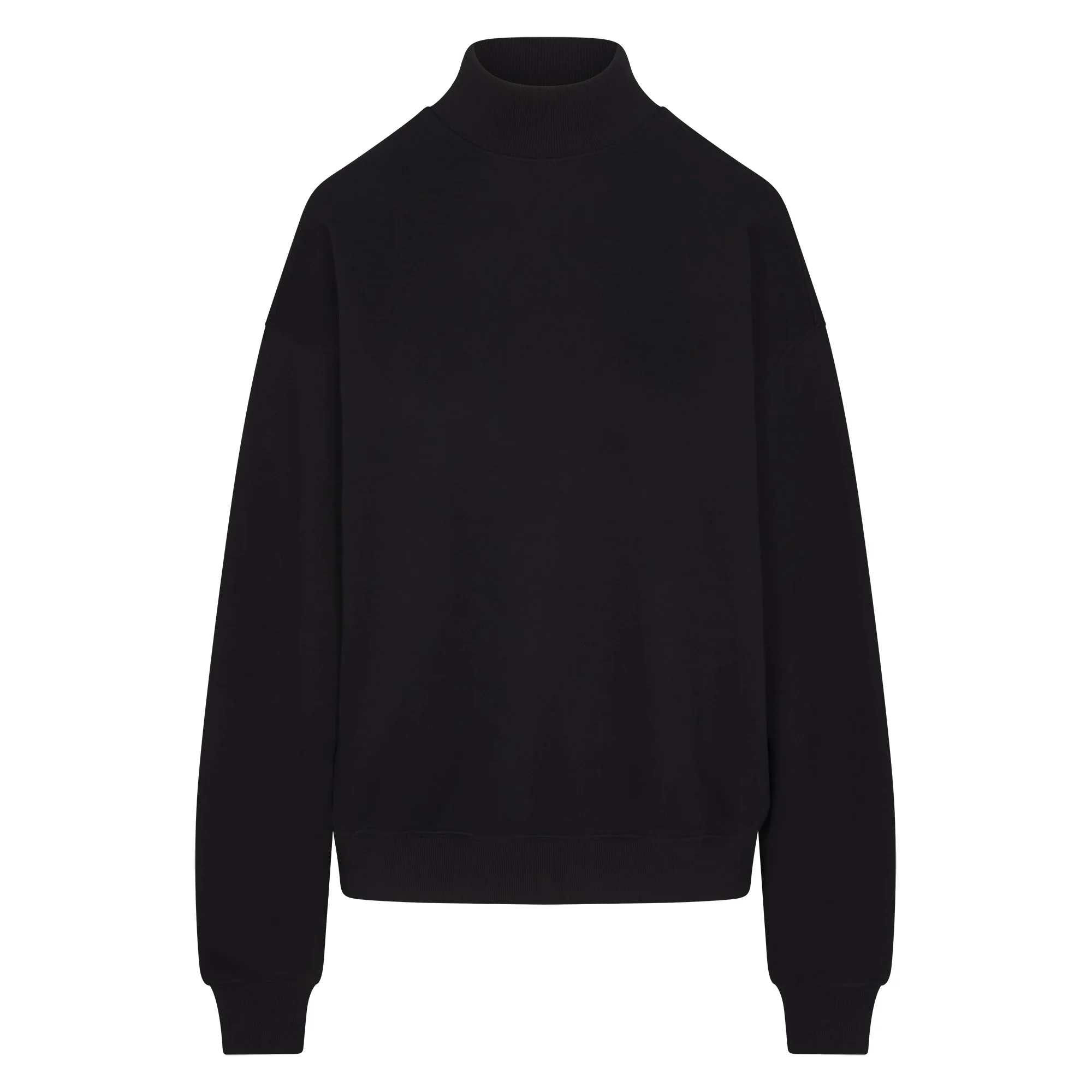 COTTON FLEECE OVERSIZED MOCK NECK PULLOVER