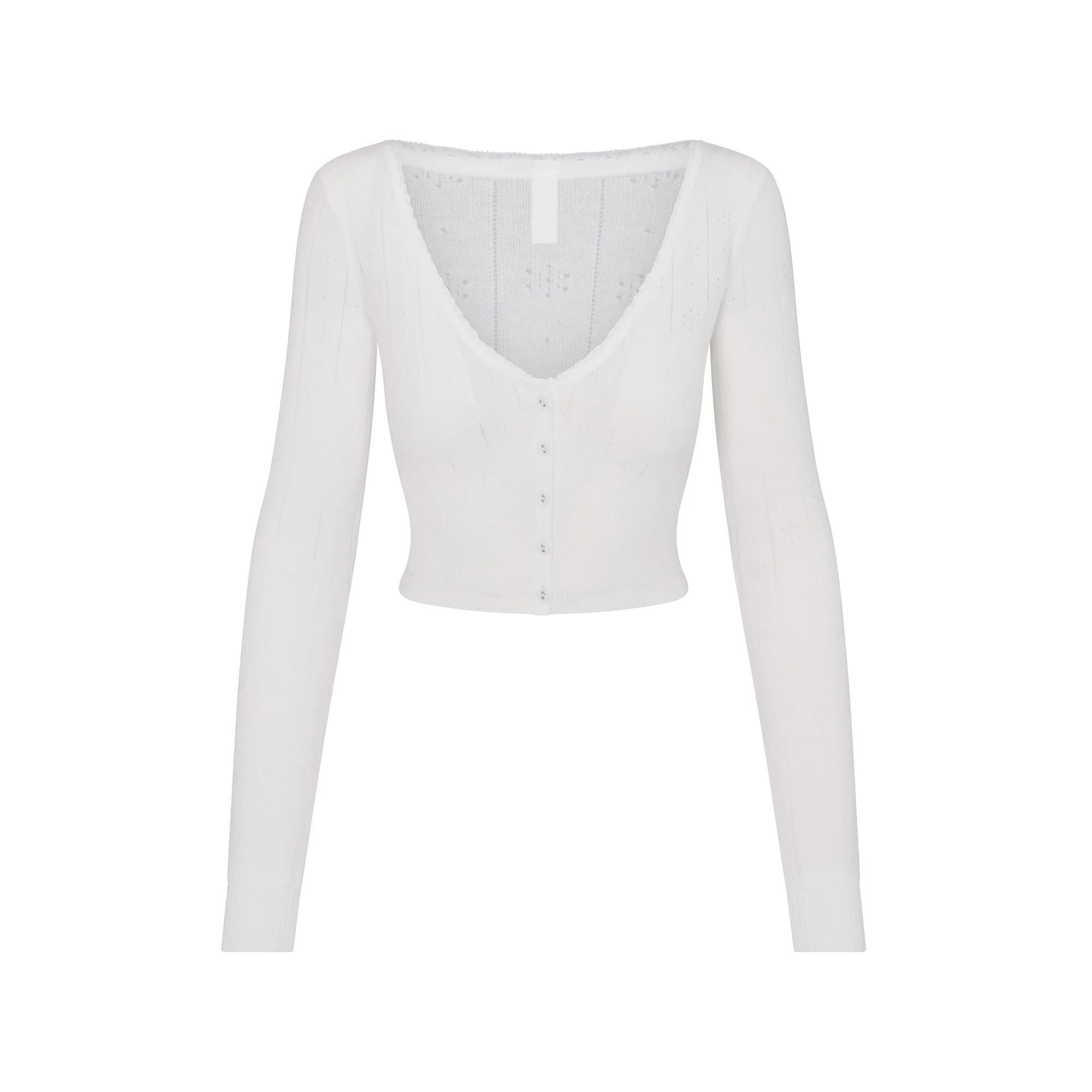 SWEATER POINTELLE CROPPED CARDIGAN