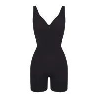 SEAMLESS SCULPT ZIP FRONT MID THIGH BODYSUIT