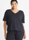 V-neck Lounge Tee(Black,XS)
