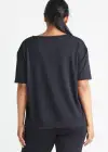 V-neck Lounge Tee(Black,XS)