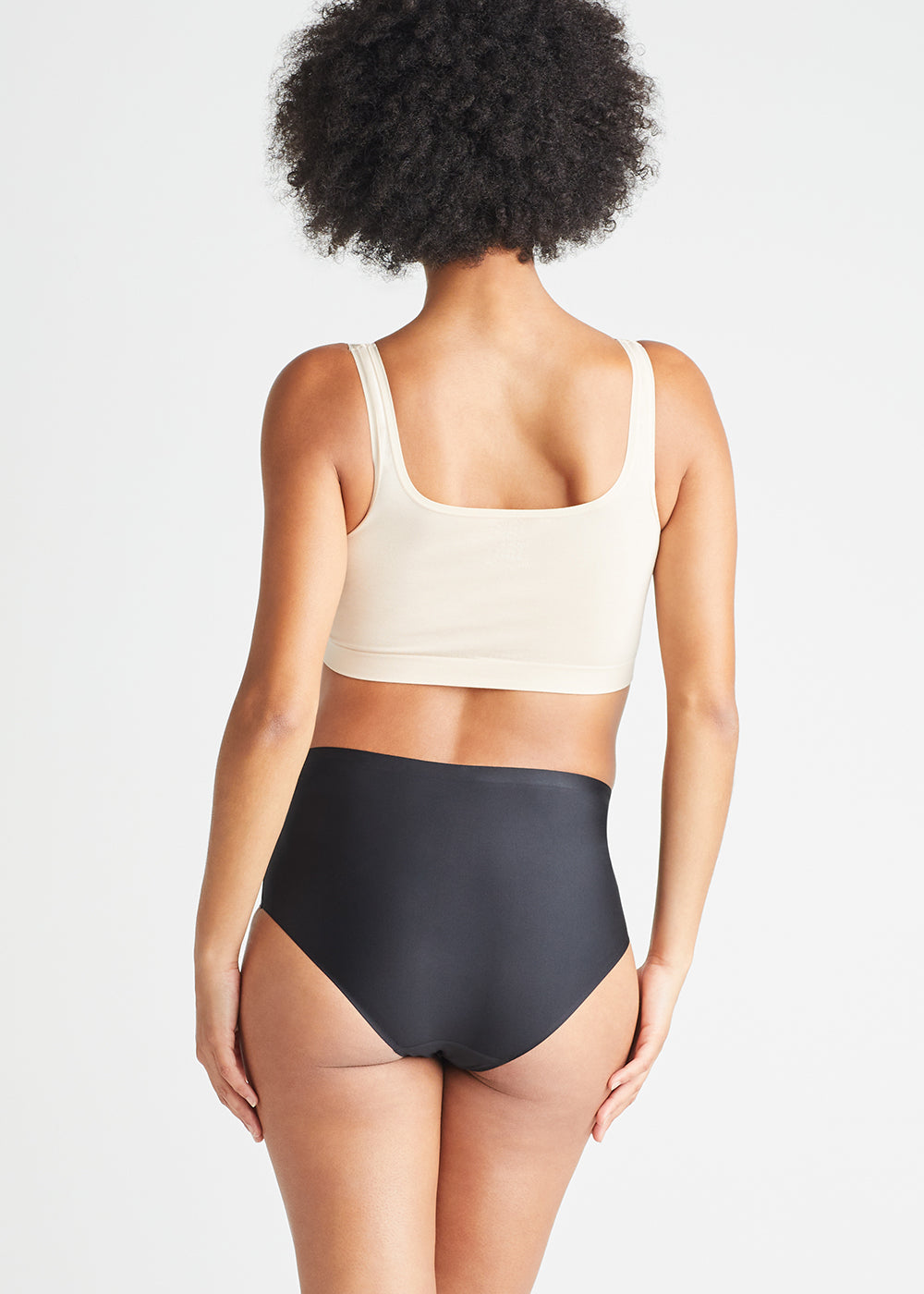 Non-Shaping Bonded Brief w/ Mesh(Black,S)