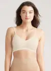 V-Neck Bralette w/ Removable Pads(Nude,S/M)