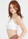 V-Neck Bralette w/ Removable Pads(White,S/M)