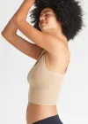 Claudia Longline Bra Top w/ Removable Pads(Almond,S/M)