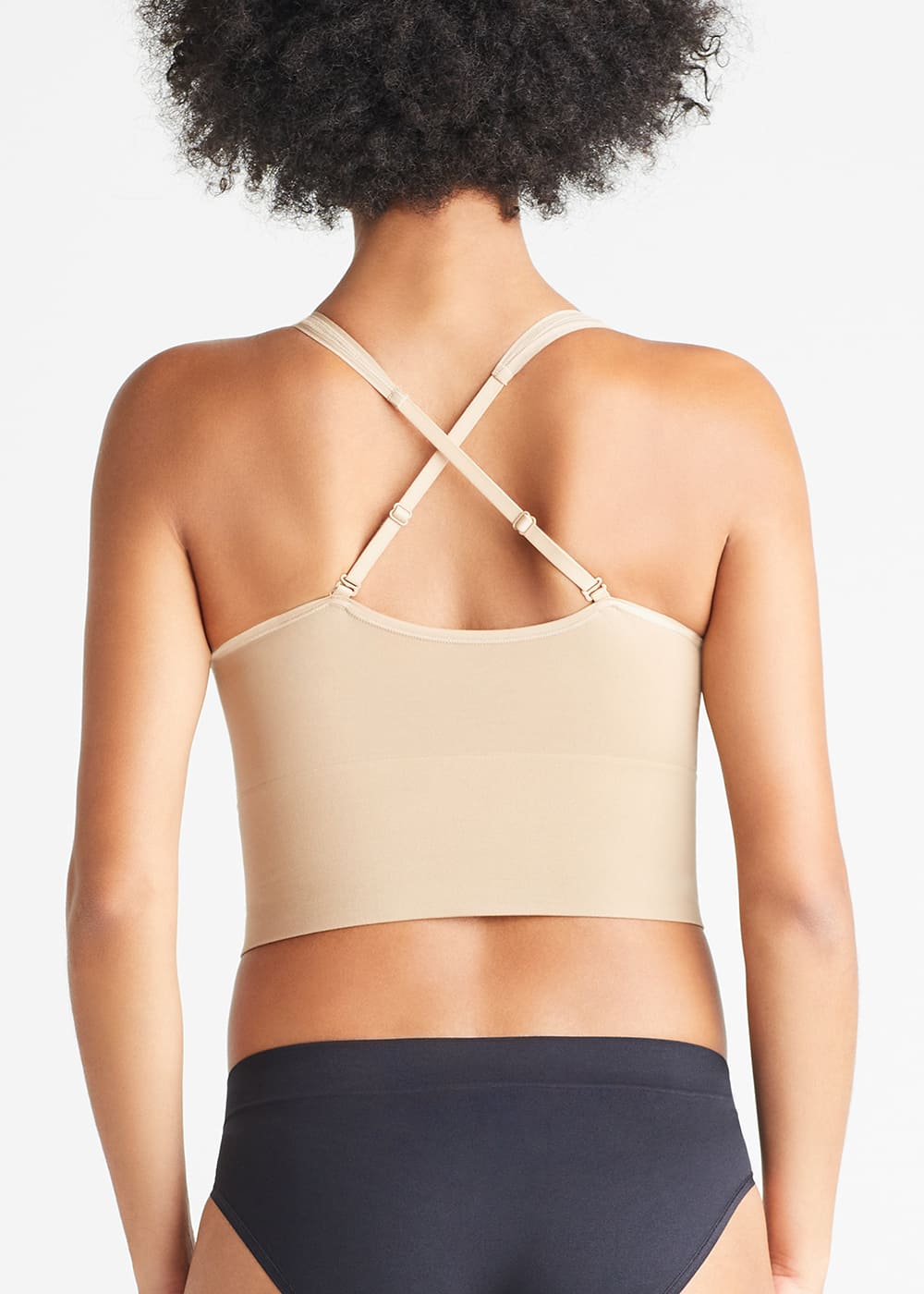 Claudia Longline Bra Top w/ Removable Pads(Almond,S/M)