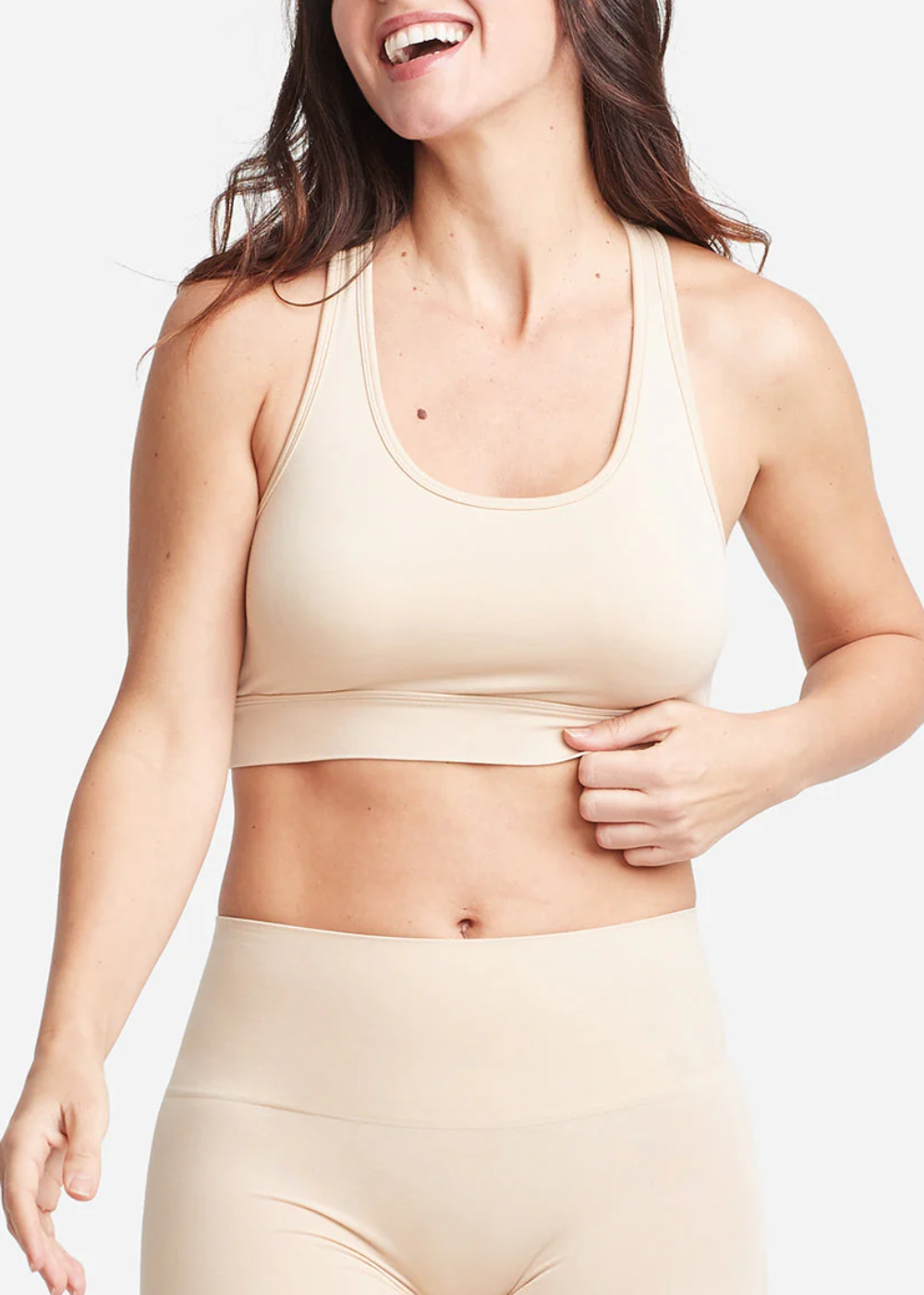 Longline Cross Back Bralette w/ Removable Pads(Frappe,S/M)