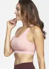 Longline Cross Back Bralette w/ Removable Pads(Blush,S/M)
