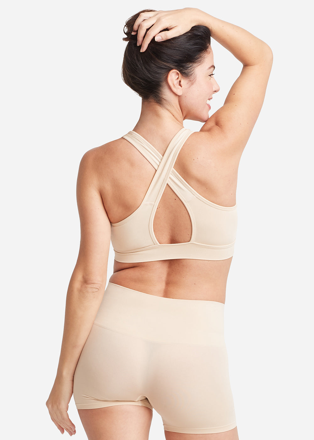 Longline Cross Back Bralette w/ Removable Pads(Frappe,S/M)
