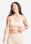 Longline Cross Back Bralette w/ Removable Pads(Frappe,S/M)