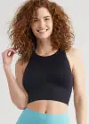 Kelly High-Neck Longline Bra Top(Black,S/M)