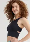 Kelly High-Neck Longline Bra Top(Black,S/M)