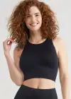 Kelly High-Neck Longline Bra Top(Black,S/M)