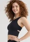 Kelly High-Neck Longline Bra Top(Black,S/M)